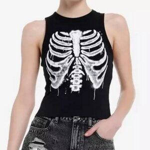 SOCIAL COLLISION Girls' Drippy Rib Cage Muscle Tank Top Size XL 13-15 In Black